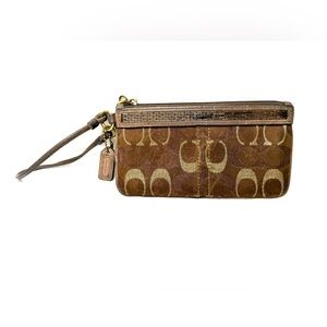 COACH Wristlet Jacquard, Suede Trim & Beaded Accent Clutch